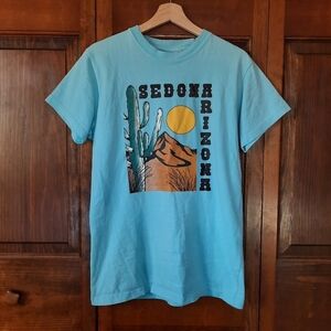 Retro Comfortex Sedona Arizona Light Blue Desert Graphic T-shirt Size Medium